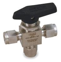 1RCK9 SS Ball Valve, 3-Way, Comp., 1/2 In