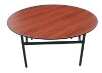 1RL28 Table, Folding, Round, Walnut/Beige