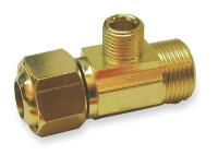 1RLX7 Supply Extender Tee, Brass, 1/2 x 1/4 In