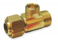 1RLX9 Supply Extender Tee, Brass, 1/2 x 1/4 In