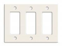 1RYX8 Steel Plate, Three Gang, Style Line, Almond