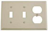 1RYZ5 Steel Plate, Three Gang Box, Almond