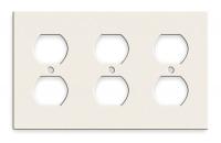 1RZA9 Steel Plate, Three Gang Duplex, Almond