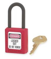 1TDC9 Lockout Padlock, KD, Red, 1/4In Shackle Dia