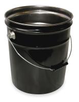 1TMH6 Steel Pail, Black, Cap 5 Gal, With Lining