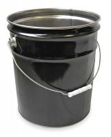 1TMH7 Steel Pail, Black, Cap 5 Gal, With Lining