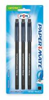 1TNH3 Ballpoint Pen, Stick, Medium, Black, PK 3