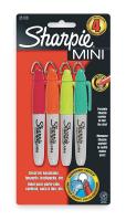1TNH8 Permanent Marker, Mini, Fine, Assrted, PK4