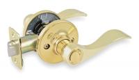 1TPN9 Lever Lockset, Light Duty, Brass, Privacy