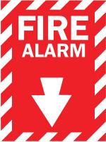 6CT93 Fire Alarm Sign, 14 x 10In, WHT/R, Fire ALM