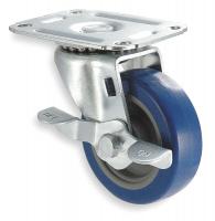 1UHN7 Swivel Plate Cstr w/Brke, 140 lb, 4 In Dia