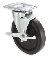1UHR9 Swivel Plate Cstr w/Brke, 145 lb, 5 In Dia
