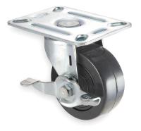 1UKU6 Swivl Plt Cstr w/Brk, 175 lb, 2-1/2 In Dia