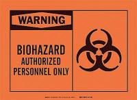 1UN43 Warning Biohazard Sign, 7 x 10In, BK/ORN