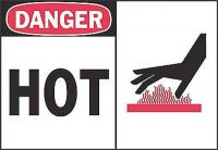 1UN76 Danger Sign, 10 x 14In, R and BK/WHT, Hot