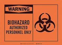 1UN92 Warning Biohazard Sign, 10 x 14In, BK/ORN