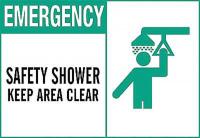 1UN99 Safety Shower Sign, 10 x 14In, ENG, SURF