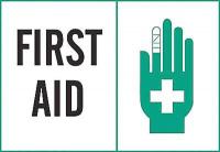 1UP13 First Aid Sign, 10 x 14In, GRN and BK/WHT