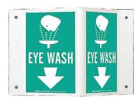 1UP63 Eye Wash Sign, 5-1/2 x 10In, WHT/GRN, ENG