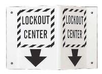 1UP75 Lockout Sign, 8 x 14-1/2In, BK/WHT, ENG