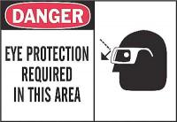 1UP96 Danger Sign, 7 x 10In, R and BK/WHT, ENG