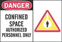 1UR24 Danger Sign, 7 x 10In, R and BK/WHT, ENG