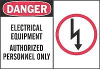 1UR35 Danger Sign, 7 x 10In, R and BK/WHT, ENG