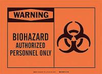 1UR61 Warning Biohazard Sign, 10 x 14In, BK/ORN
