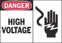 1UR75 Danger Sign, 10 x 14In, R and BK/WHT, HV, HV