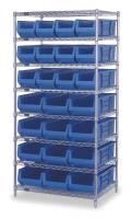 1UVT2 Bin Shelving, Wire, 36X24, 24 Bins, Blue