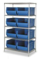 1UVT6 Bin Shelving, Wire, 42X30, 8 Bins, Blue