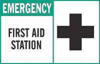 1UZ11 First Aid Sign, 10 x 14In, GRN and BK/WHT