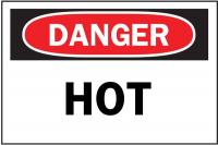 1VC84 Danger Sign, 3-1/2 x 5In, R and BK/WHT, Hot