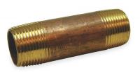 1VGN6 Nipple, Red Brass, 3/8 x 4 In, Threaded