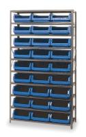 1VH20 Bin Shelving, Solid, 42X18, 27 Bins, Blue