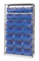 1VH24 Bin Shelving, Solid, 42X18, 21 Bins, Blue