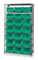 1VH25 Bin Shelving, Solid, 42X18, 21 Bins, Green