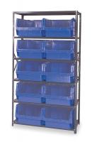 1VH32 Bin Shelving, Solid, 42X18, 10 Bins, Blue