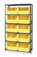 1VH35 Bin Shelving, Solid, 42X18, 10 Bins, Yellow