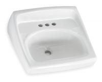 1VNW3 Lavatory Sink, Wall Mt, 4 In Center, 18-1/4