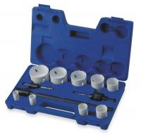 1VXK3 Hole Saw Kit, Bimetal, 3/4 To 2.5 In, 12 Pc