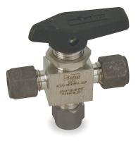 1WBK4 SS Ball Valve, 3-Way, Comp., 1/2 In