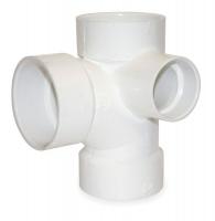 1WJR4 Sanitary Tee, PVC, 3 x 3 x 3 x 2 In