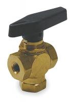 1WMW9 Brass Ball Valve, 3-Way, FNPTxFNPT, 1/4 In