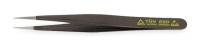 1XHY9 ESD Tweezer, SS, 4.33 In, Short Fine Round