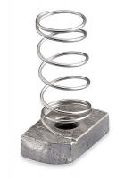 1XJP4 Channel Nut With Spring, 1/4-20 In, Steel