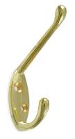 1XNE1 Coat and Garment Hook, 2 Ends, Brass
