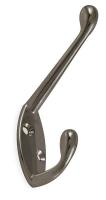 1XNE2 Coat Hook, 2 Hook Ends, Nickel