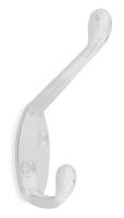 1XNE3 Coat Hook, 2 Hook Ends, White