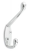 1XNE4 Coat Hook, 2 Hook Ends, Chrome